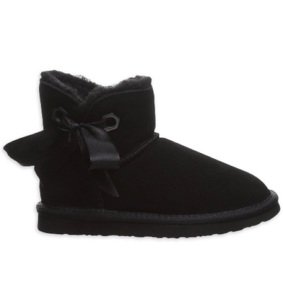 Pawz by BearPaw Girls Amelia II Black Suede Ankle Boots With Bow Size 10 - Picture 5 of 5